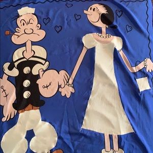 2000 MOSCHINO blue Popeye and Olive Oil scarf
